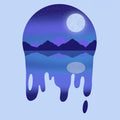 Dripping Moon Landscape | Surreal Blue Night Art